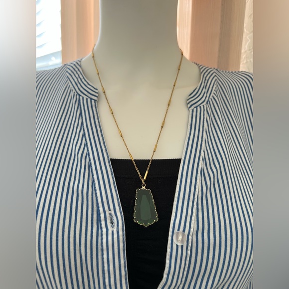 Bohemian Green Crystal Long Necklace - Stylish Large Crystal Necklace - Picture 13 of 14